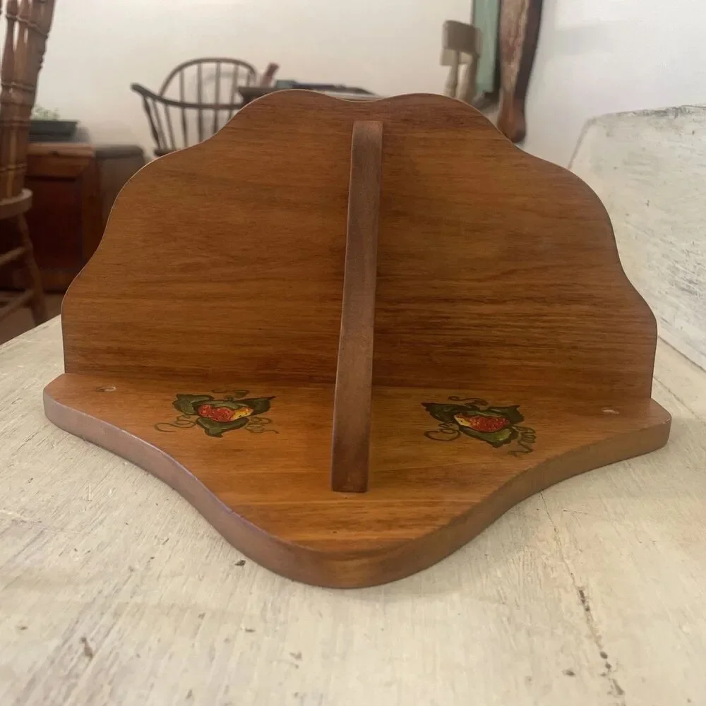 Handmade Wood Wall Shelf w/ Painted Red Strawberries 10” Country Cottage Core